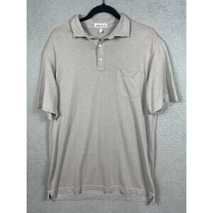Peter Millar Mens Size M Light Gray Lightweight Polo Golf Shirt Short Sleeve
